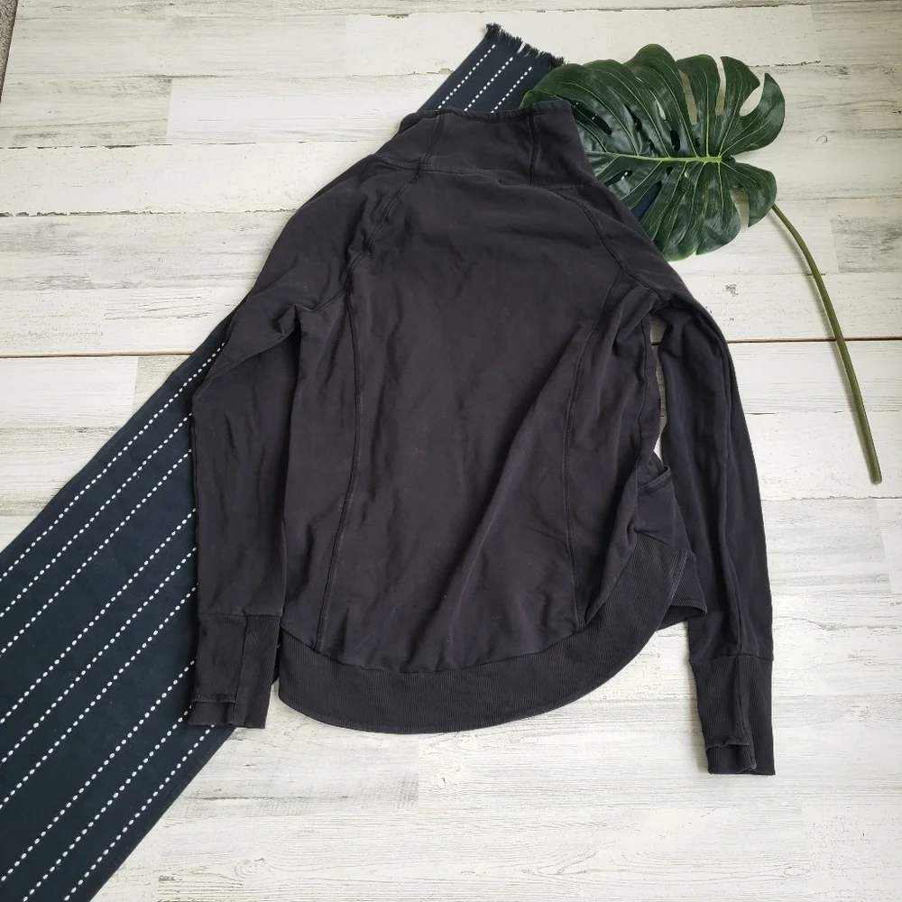 Athleta| Track Pullover Sweatshirt Cowl Neck Black Size Medium